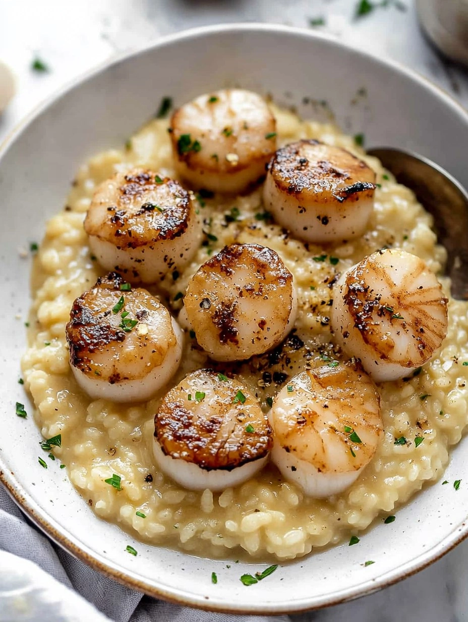 Champagne Risotto with Brown Butter Scallops