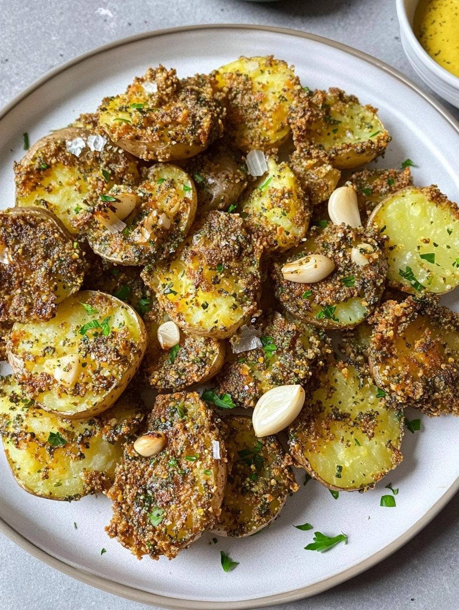 Crispy Smashed Potatoes with Garlic & Za'atar 111 Crispy Smashed Potatoes with Garlic & Za'atar