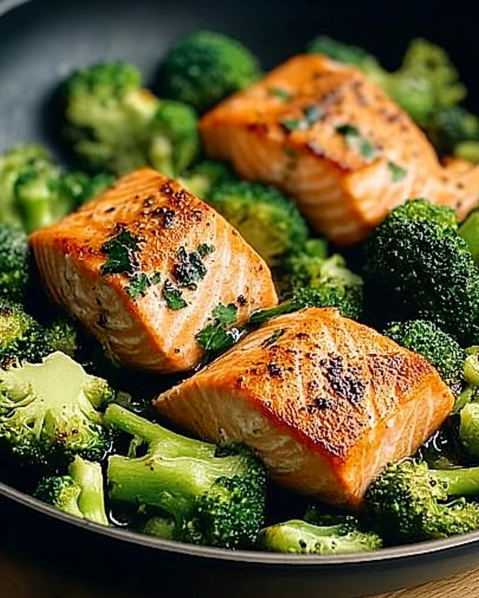 One-Skillet Garlicky Salmon & Broccoli