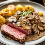 Pink-Roasted-Steak-with-Mushroom-Sauce-Recipe