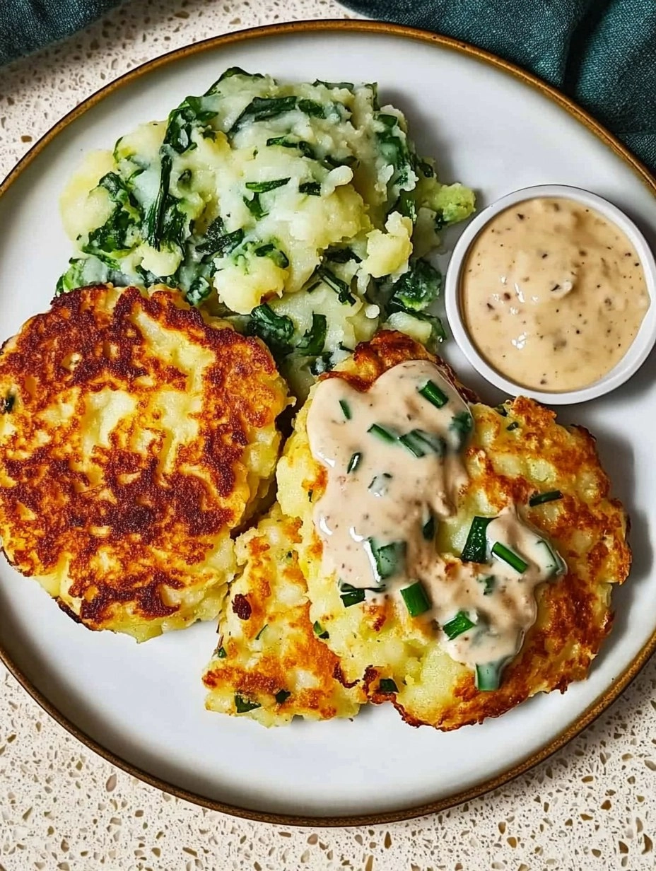 Cheesy Colcannon Potato Cakes with Scallions 96 Cheesy Colcannon Potato Cakes with Scallions