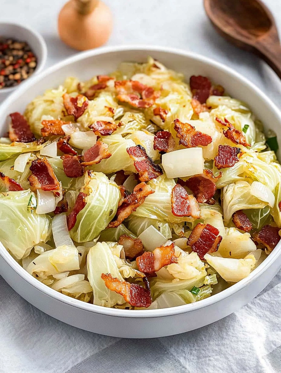 Crispy Pan-Fried Cabbage with Bacon & Onions