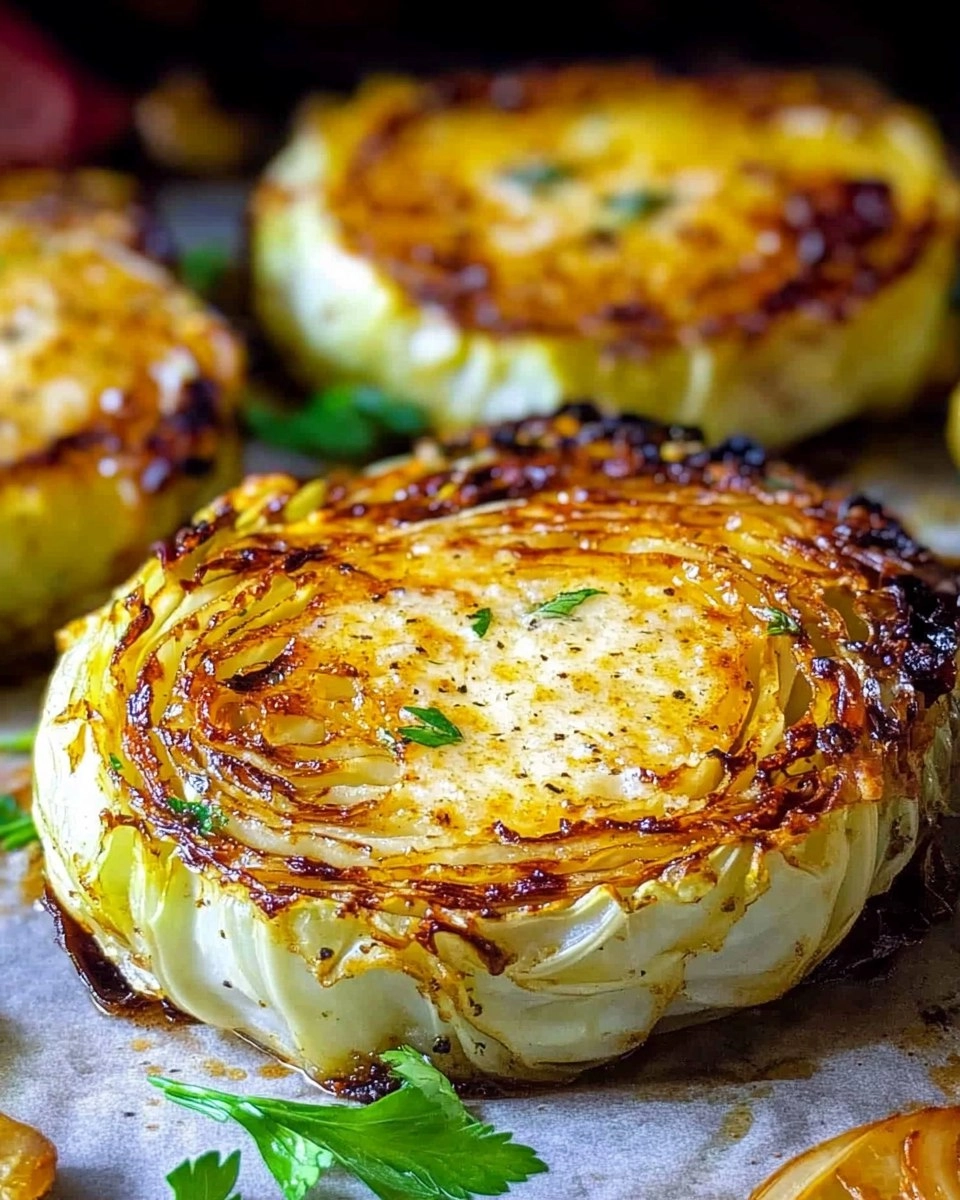 Crispy Roasted Parmesan Cabbage Steaks with Garlic Herb Butter