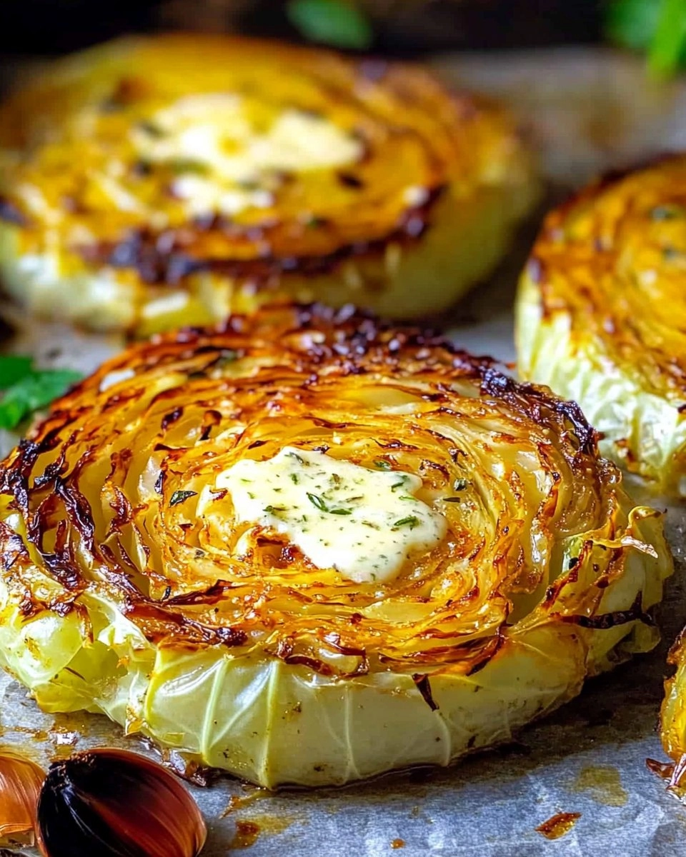 Crispy Roasted Parmesan Cabbage Steaks with Garlic Herb Butter