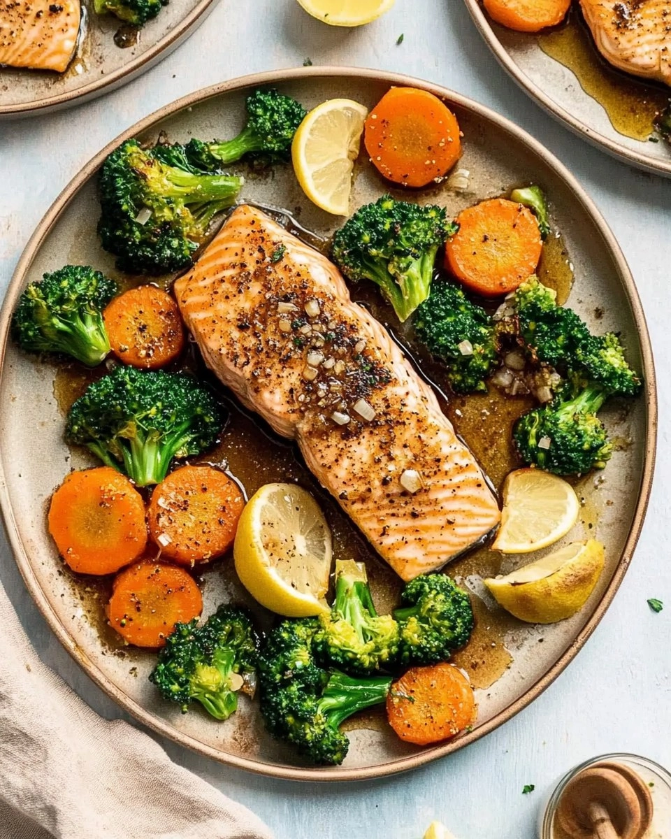 Honey Garlic Sheet-Pan Salmon with Broccoli & Carrots 112 Honey Garlic Sheet-Pan Salmon with Broccoli & Carrots