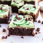 Mint Chocolate Chip Brownies with Green Swirl Frosting 133 Mint-Chocolate-Chip-Brownies-with-Green-Swirl-Frosting-Recipe