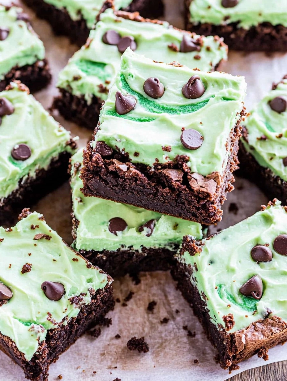 Mint Chocolate Chip Brownies with Green Swirl Frosting 131 Mint Chocolate Chip Brownies with Green Swirl Frosting