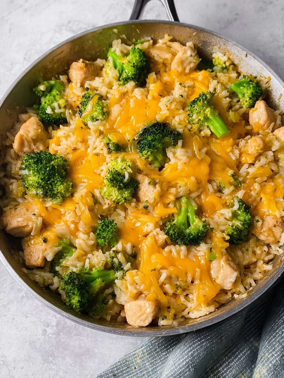 One Pan Cheesy Chicken Broccoli and Rice