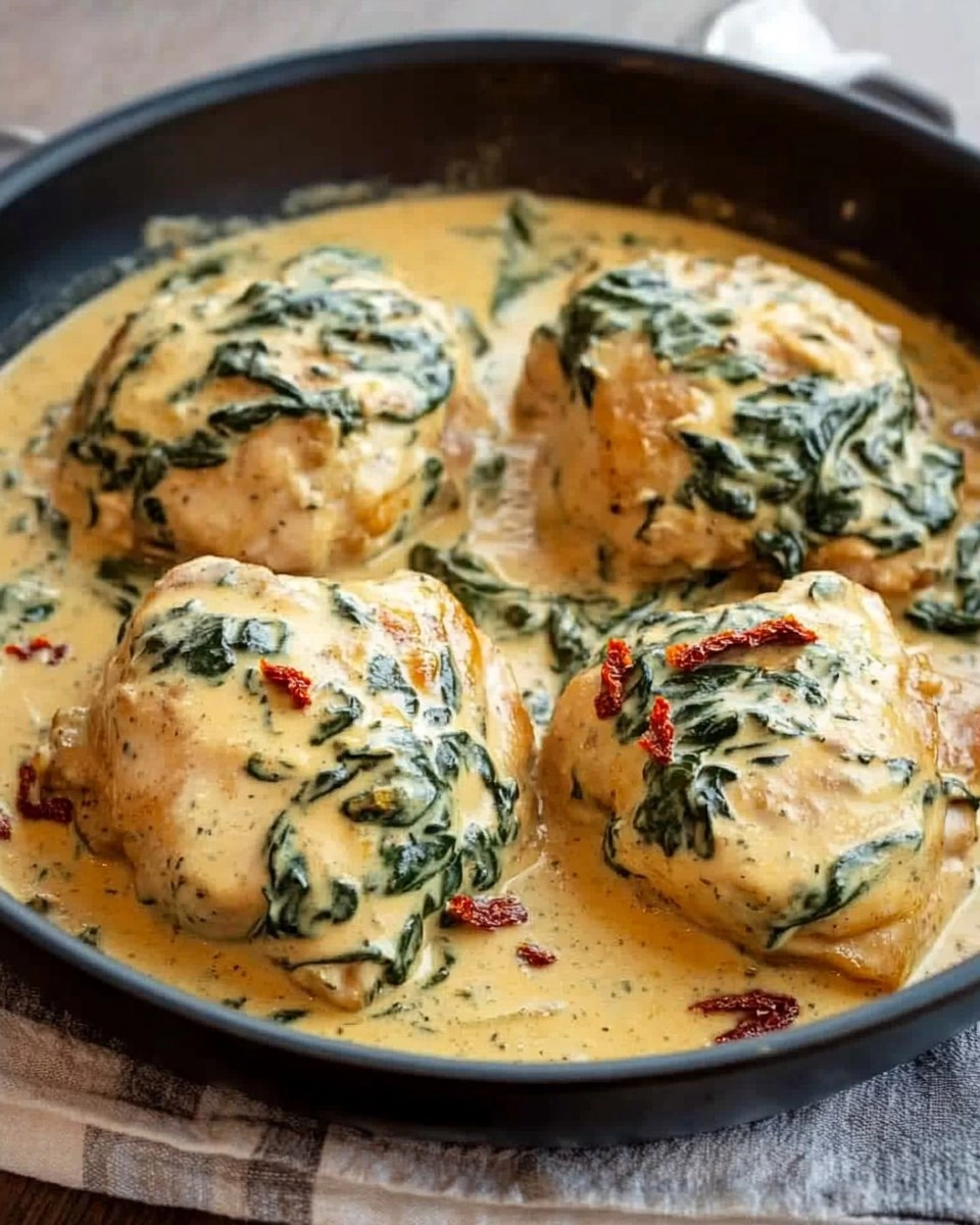 One-Pan Creamy Tuscan Chicken Thighs with Spinach & Sun-Dried Tomatoes 155 One-Pan Creamy Tuscan Chicken Thighs with Spinach & Sun-Dried Tomatoes