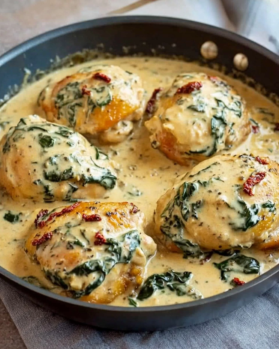 One-Pan Creamy Tuscan Chicken Thighs with Spinach & Sun-Dried Tomatoes 157 One-Pan Creamy Tuscan Chicken Thighs with Spinach & Sun-Dried Tomatoes