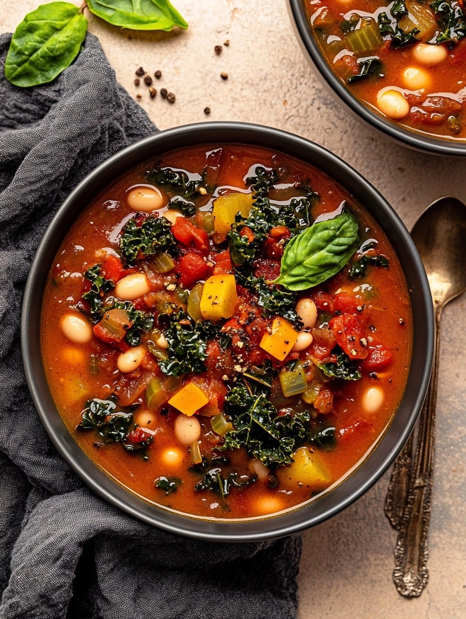 One-Pot Creamy Tuscan White Bean & Kale Soup
