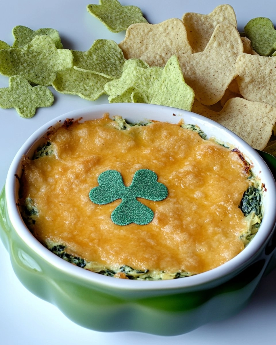 Shamrock Spinach Artichoke Dip with Green Tortilla Chips 110 Shamrock Spinach Artichoke Dip with Green Tortilla Chips