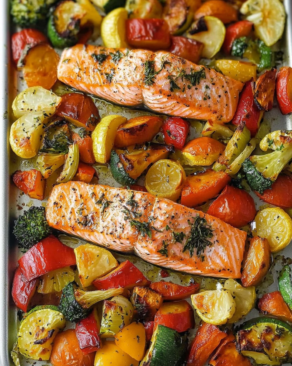 Sheet Pan Salmon Baked Salmon With Roasted Vegetables Recipe
