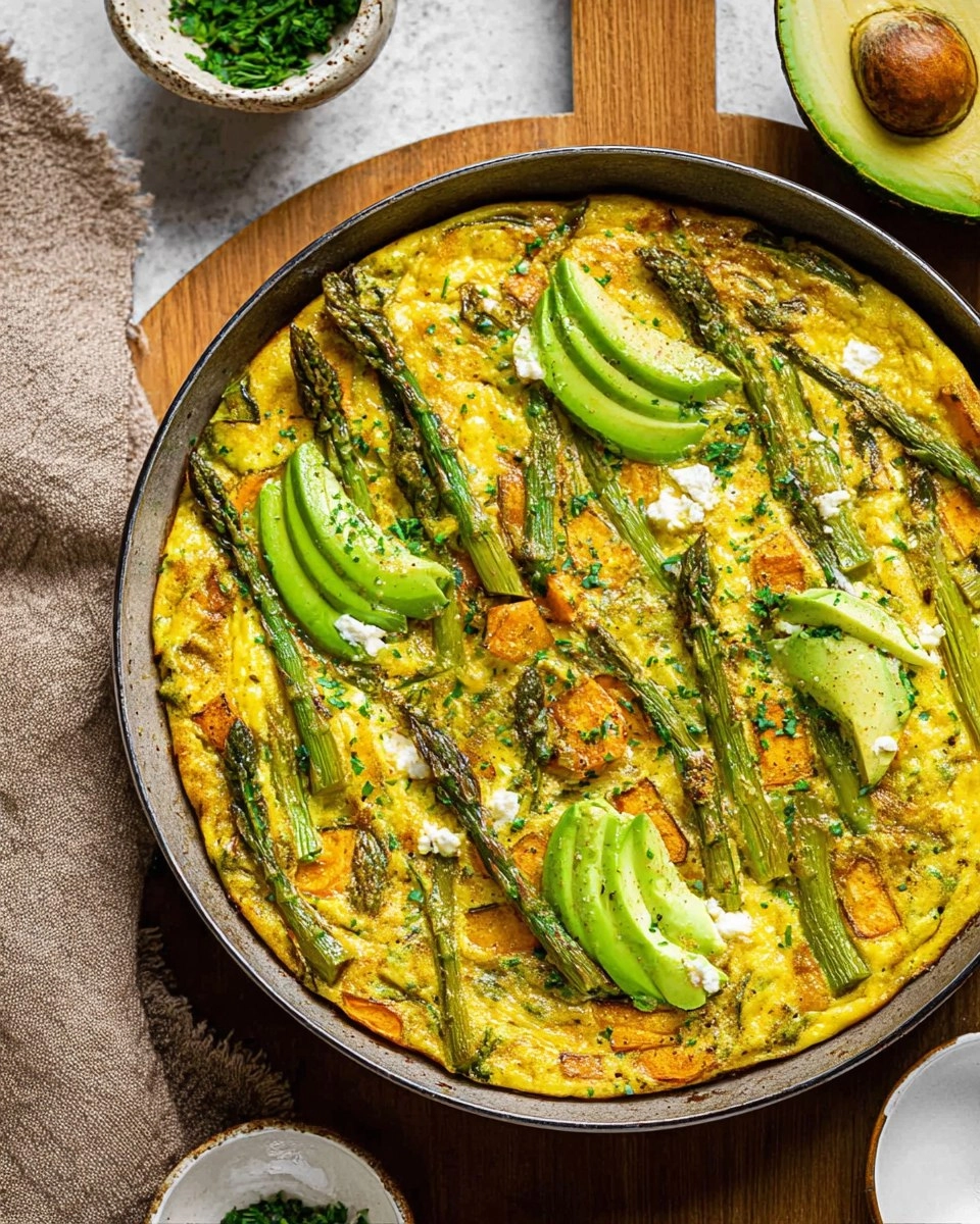 Asparagus Frittata with Goat Cheese & Sweet Potatoes