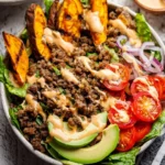 Burger Bowls with Chipotle Ranch Sweet Potato Fries 116 Burger-Bowls-with-Chipotle-Ranch-Sweet-Potato-Fries-Recipe