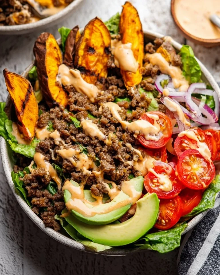 Burger-Bowls-with-Chipotle-Ranch-Sweet-Potato-Fries-Recipe