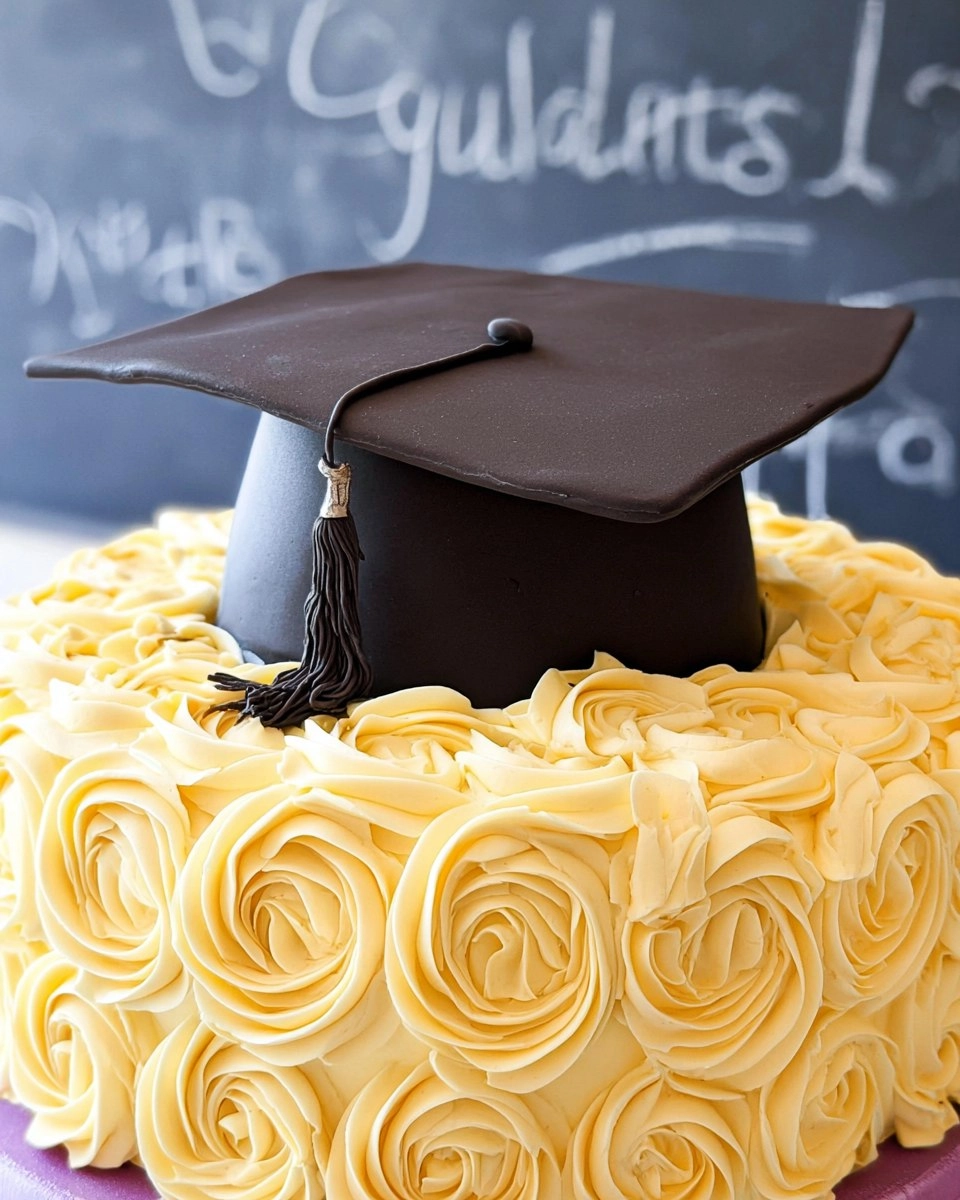 Elegant Graduation Cake with Fondant Cap Topper