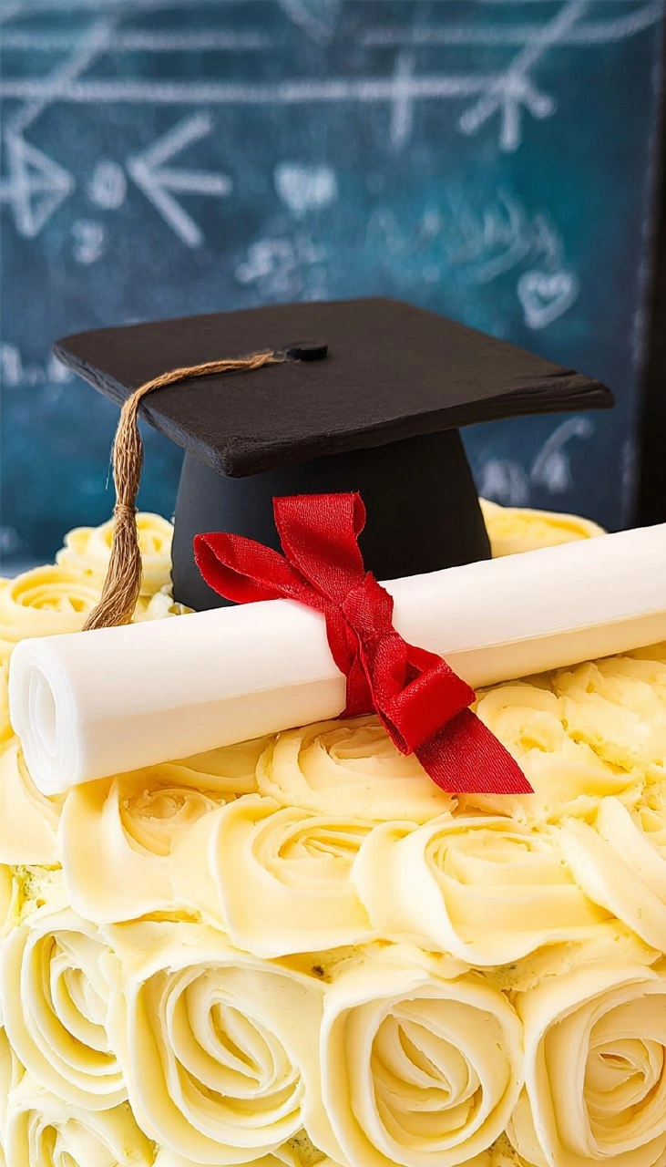 Elegant Graduation Cake with Fondant Cap Topper