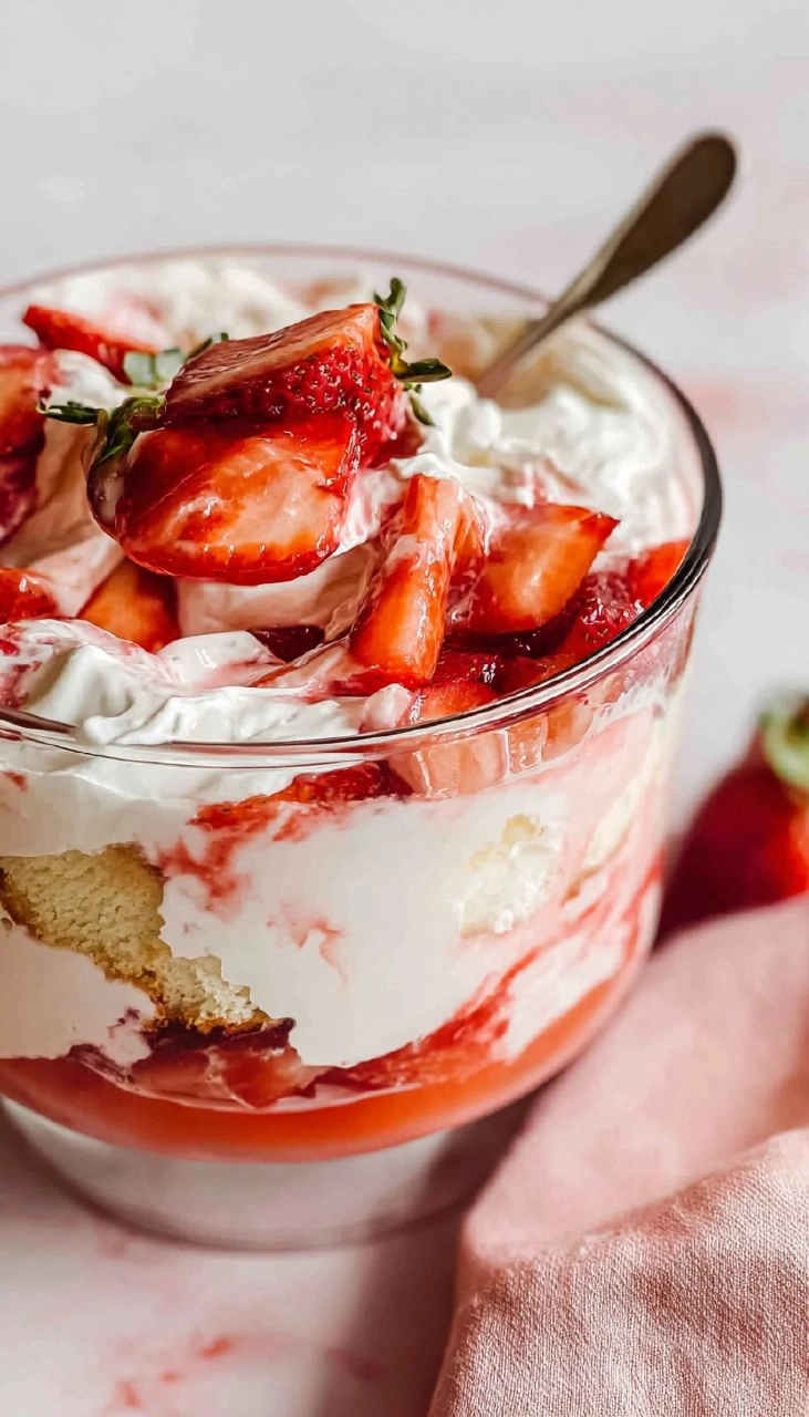Strawberry Shortcake Trifle with Angel Food Cake