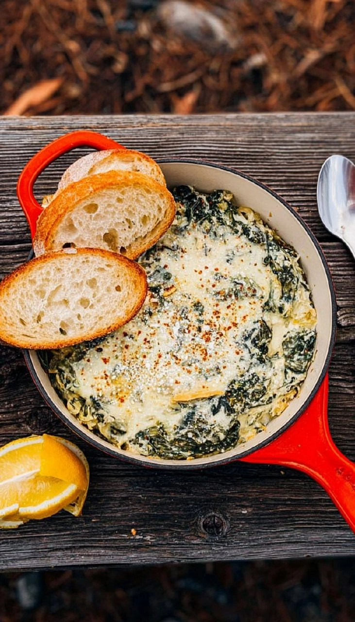 Campfire Spinach Artichoke Dip