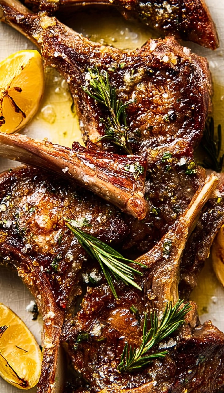 Garlic Rosemary Lamb Chops with Lemon Butter