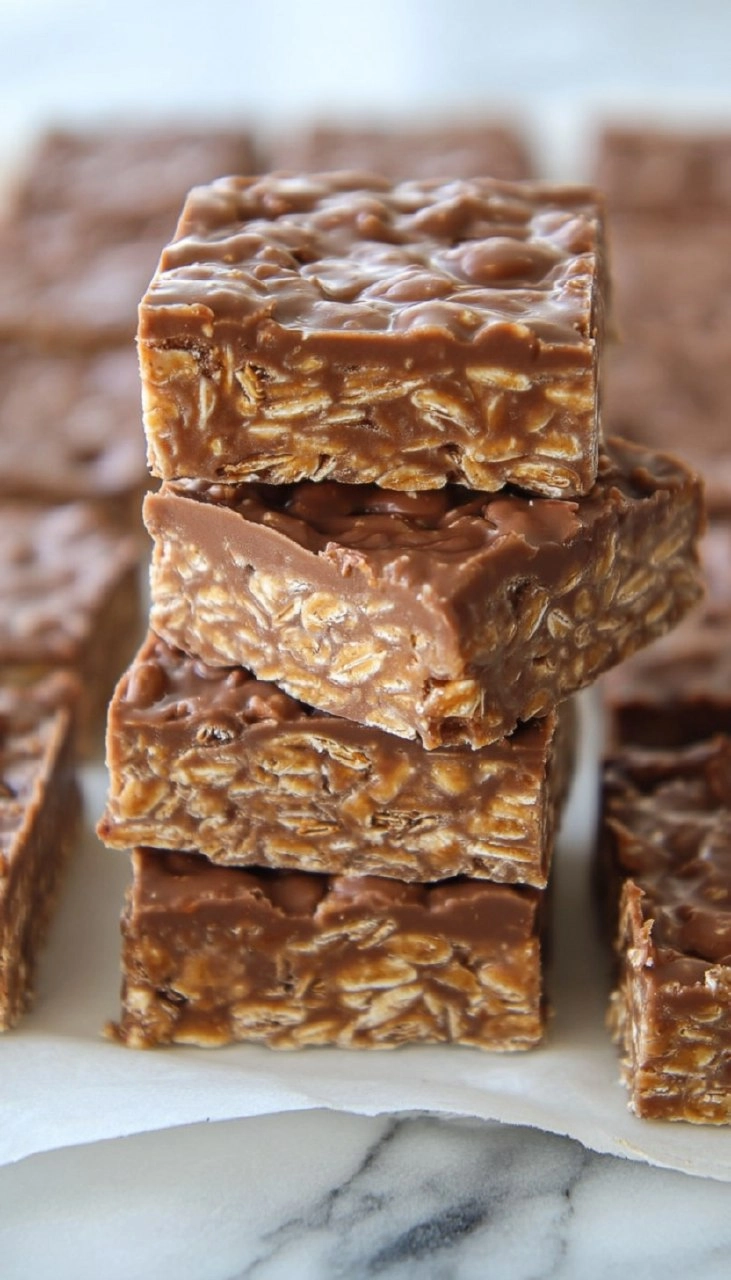 No Bake Chocolate Peanut Butter Oat Bars
