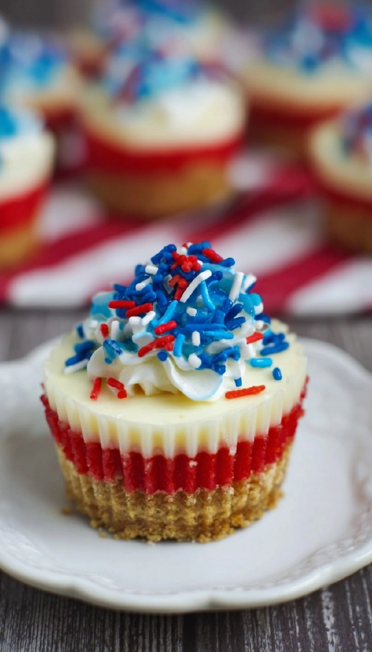 Red, White and Blue Mini Cheesecakes