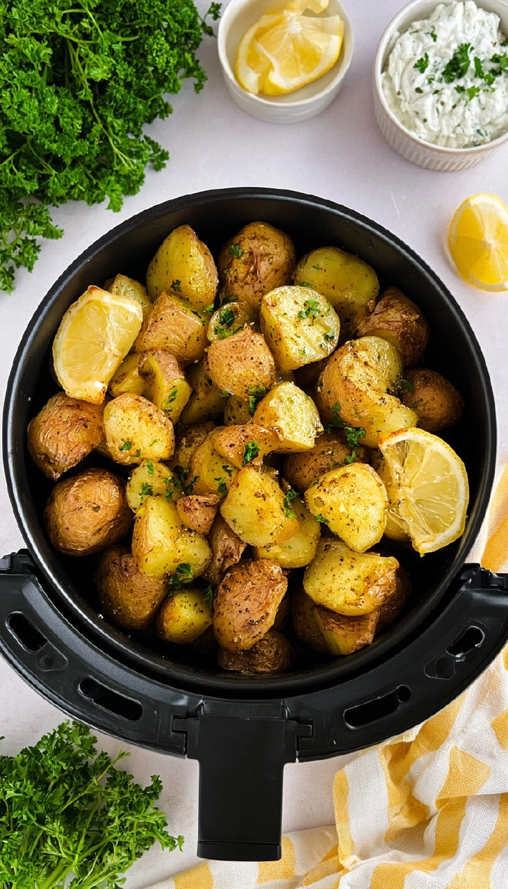 Air Fryer Greek Roasted Potatoes