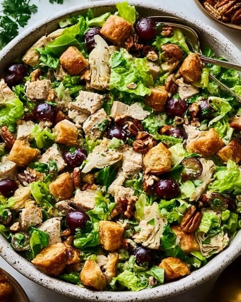 Chicken-Salad-with-Grapes-Pecans-and-Croissant-Croutons-Recipe
