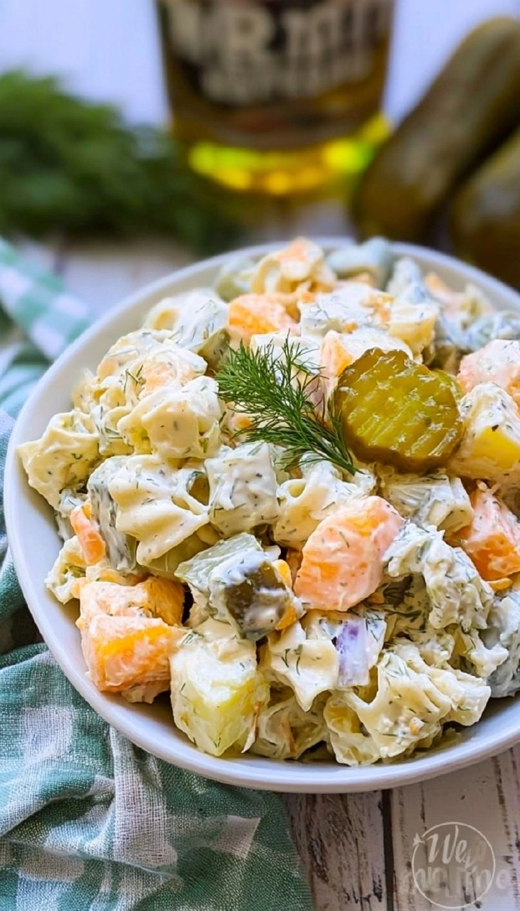 Creamy Dill Pickle Pasta Salad
