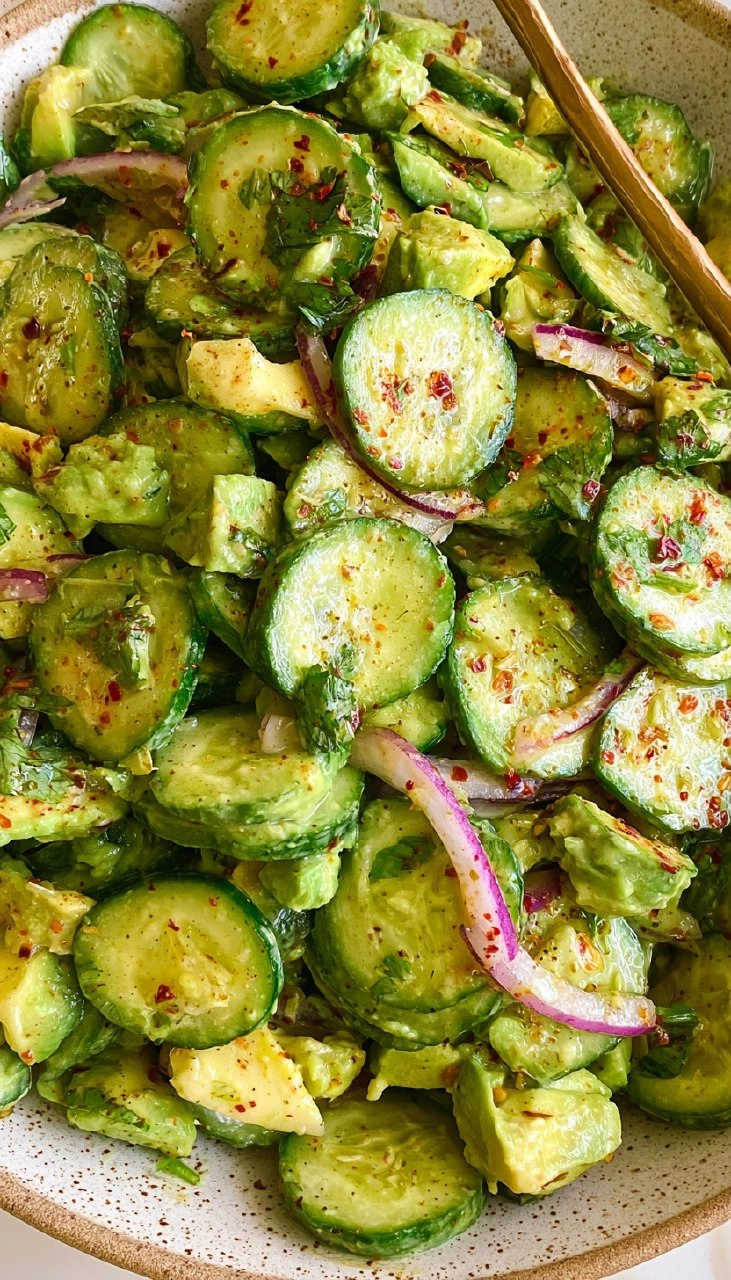 Cucumber Avocado Salad (Creamy, and Ready in 10 minutes)