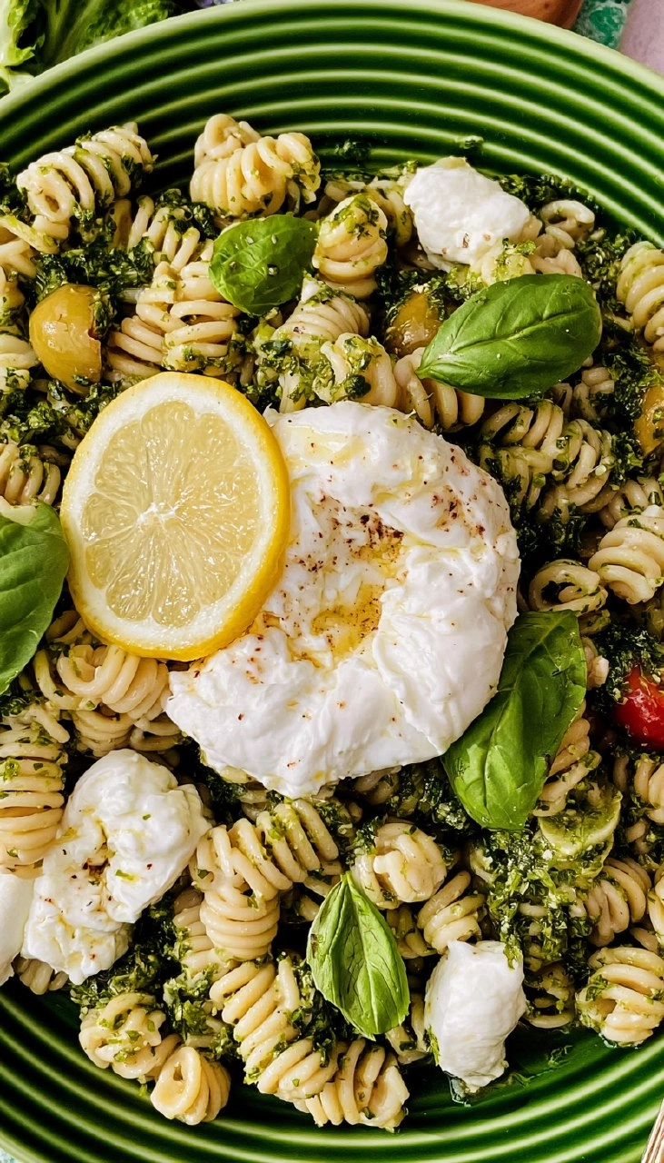 Lemon Herb Pasta Salad with Burrata