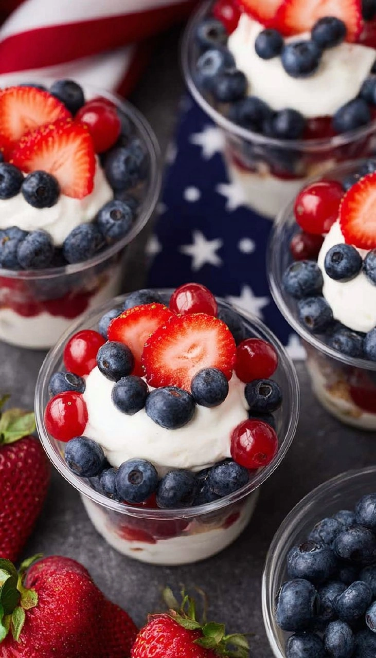 Red, White and Blue Fruit Cups