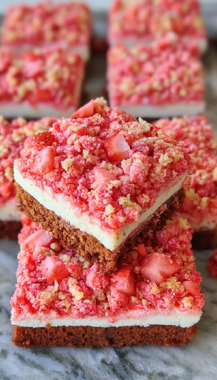 Strawberry Crunch Cheesecake Brownies