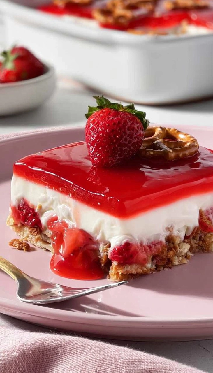 Strawberry Pretzel Salad | Sweet No-Bake Potluck Dessert