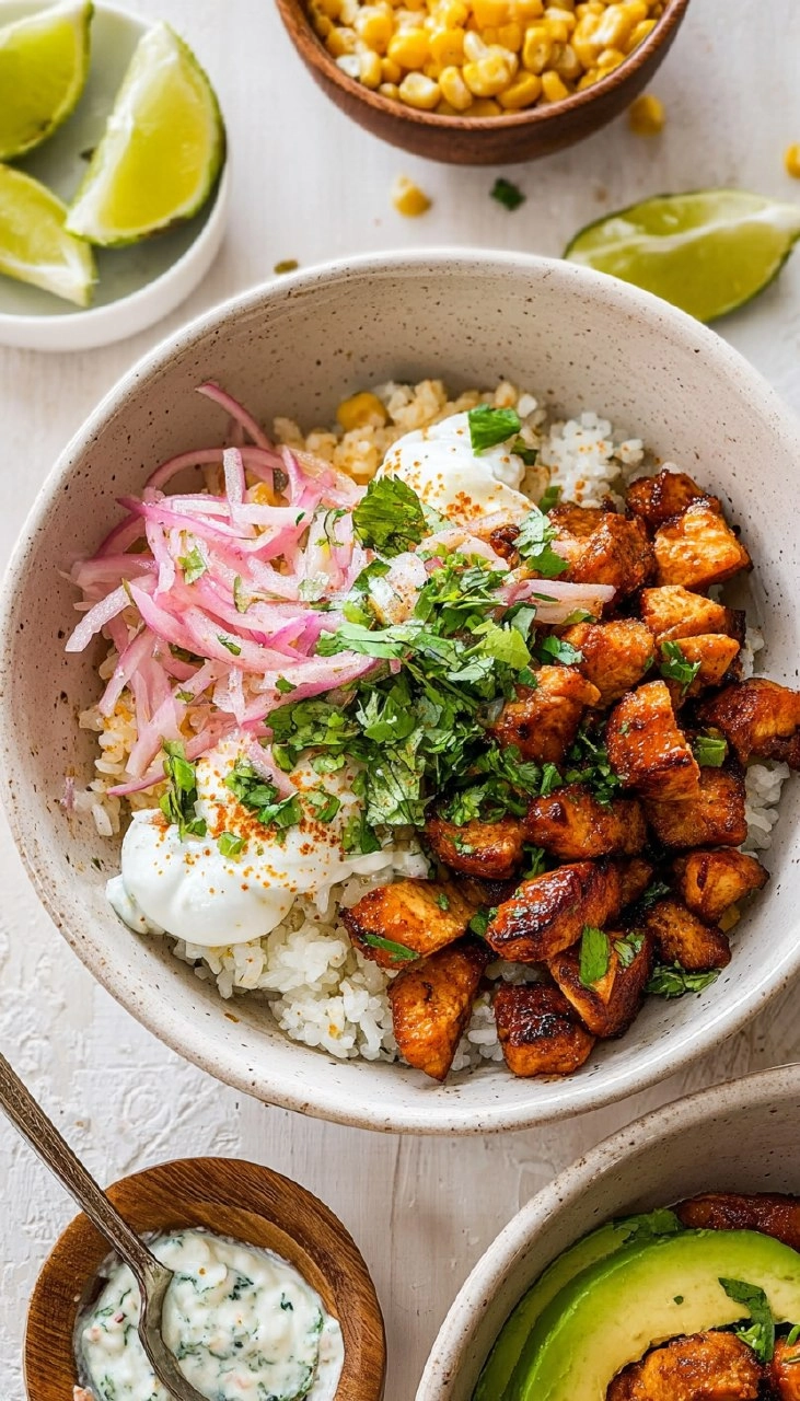 Street Corn Chicken Rice Bowls