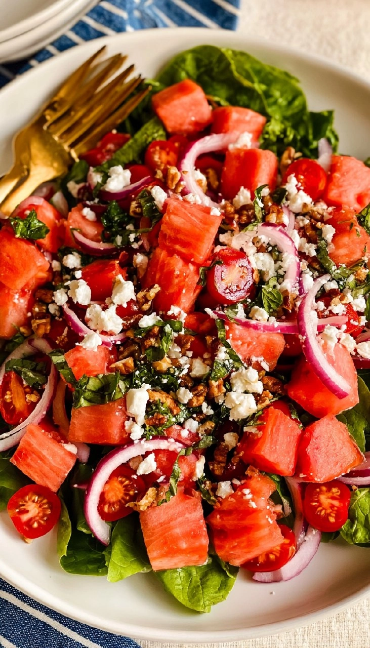 Watermelon Feta Salad | Fresh Summer Picnic Side