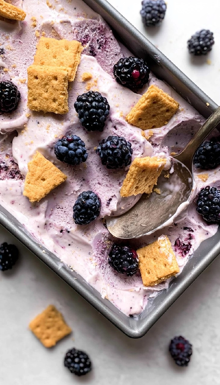Blackberry Cheesecake Cottage Cheese Ice Cream