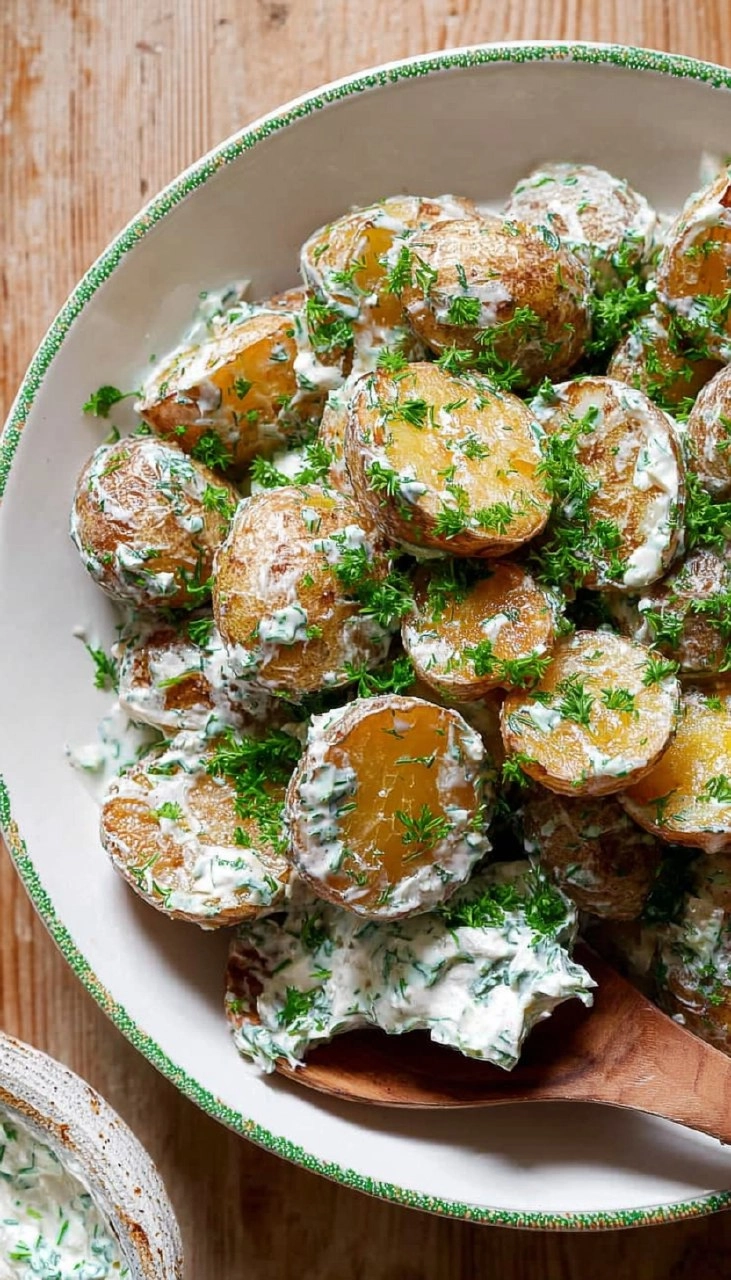 Crispy Potato Salad with Creamy Herb Yogurt Dressing