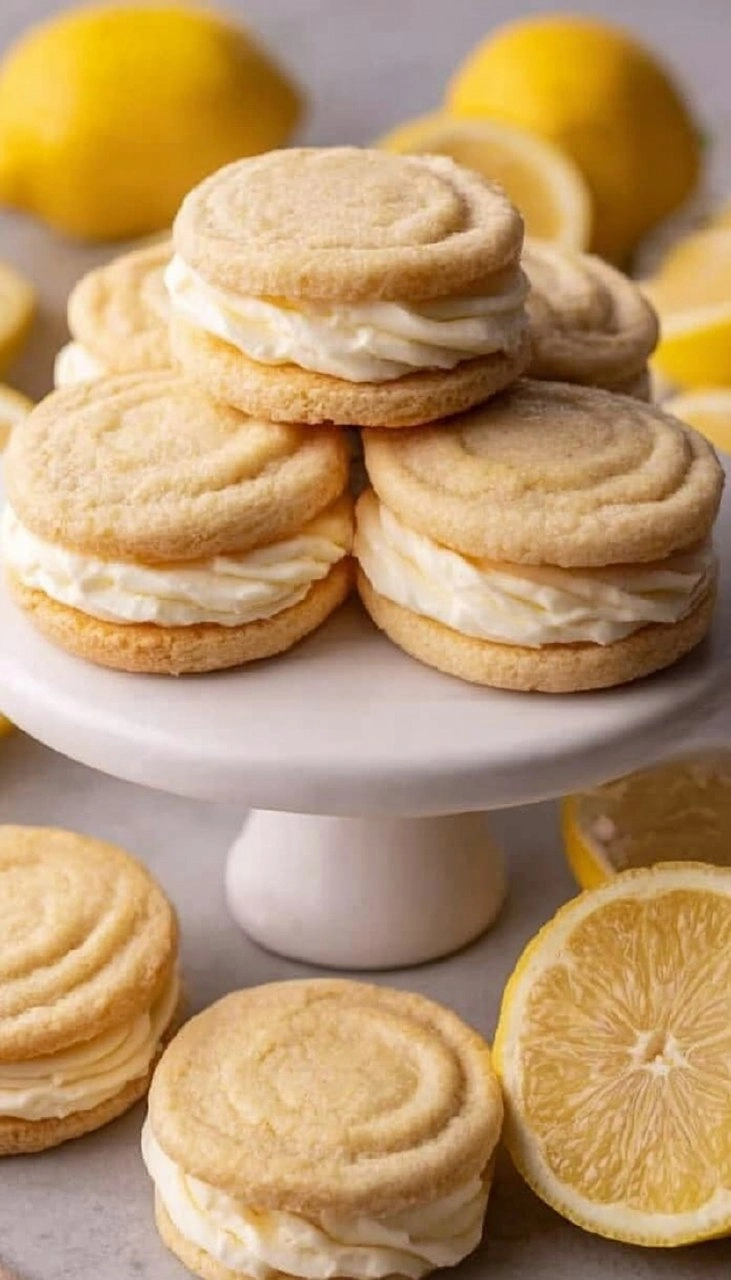 Soft and Chewy Lemon Sandwich Cookies with Cream Cheese Frosting