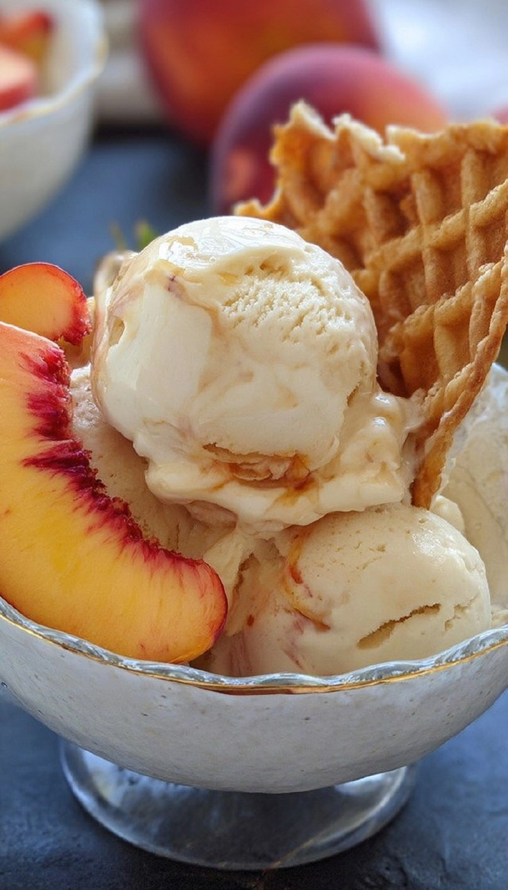 No Churn Peaches and Cream Ice Cream