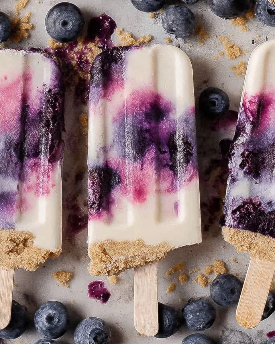 Blueberry Cheesecake Protein Popsicles