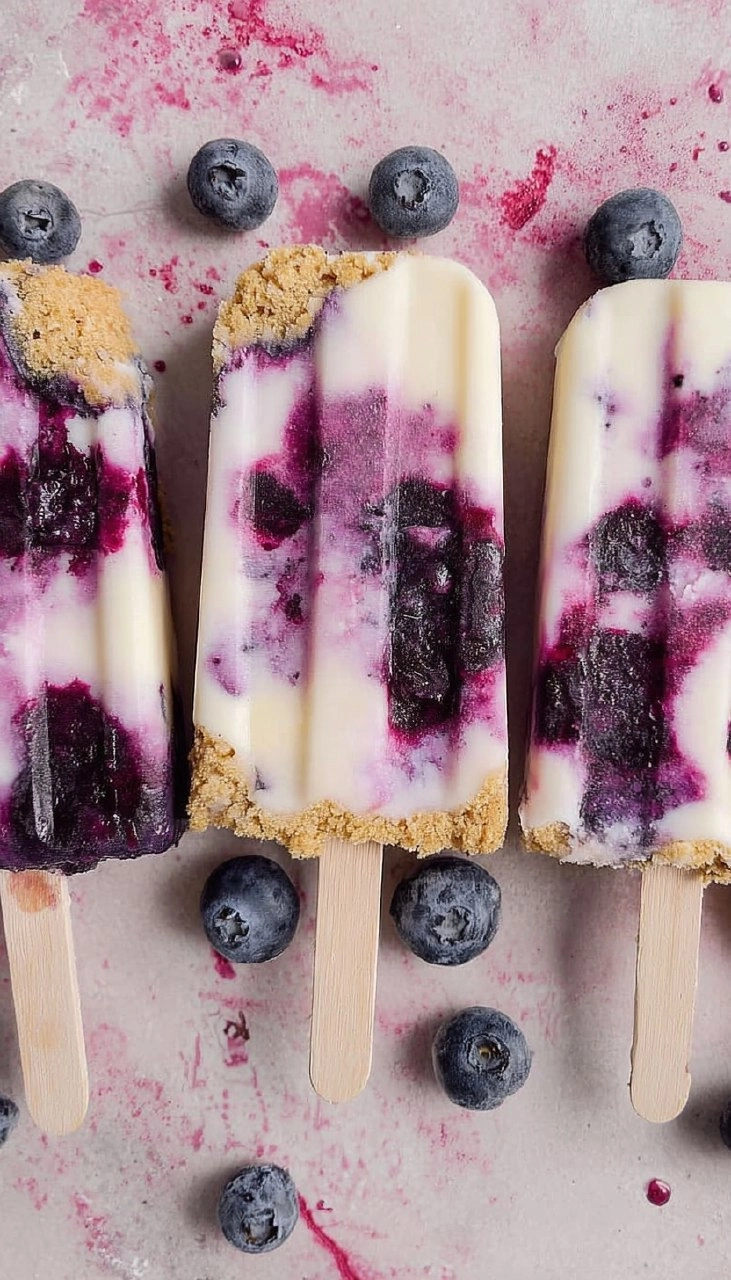 Blueberry Cheesecake Protein Popsicles