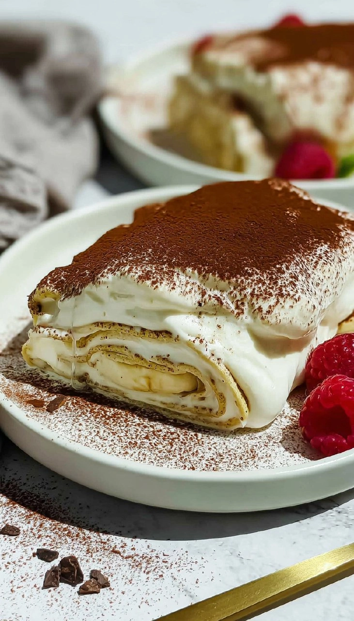 Cottage Cheese Tiramisu Crepe Roll