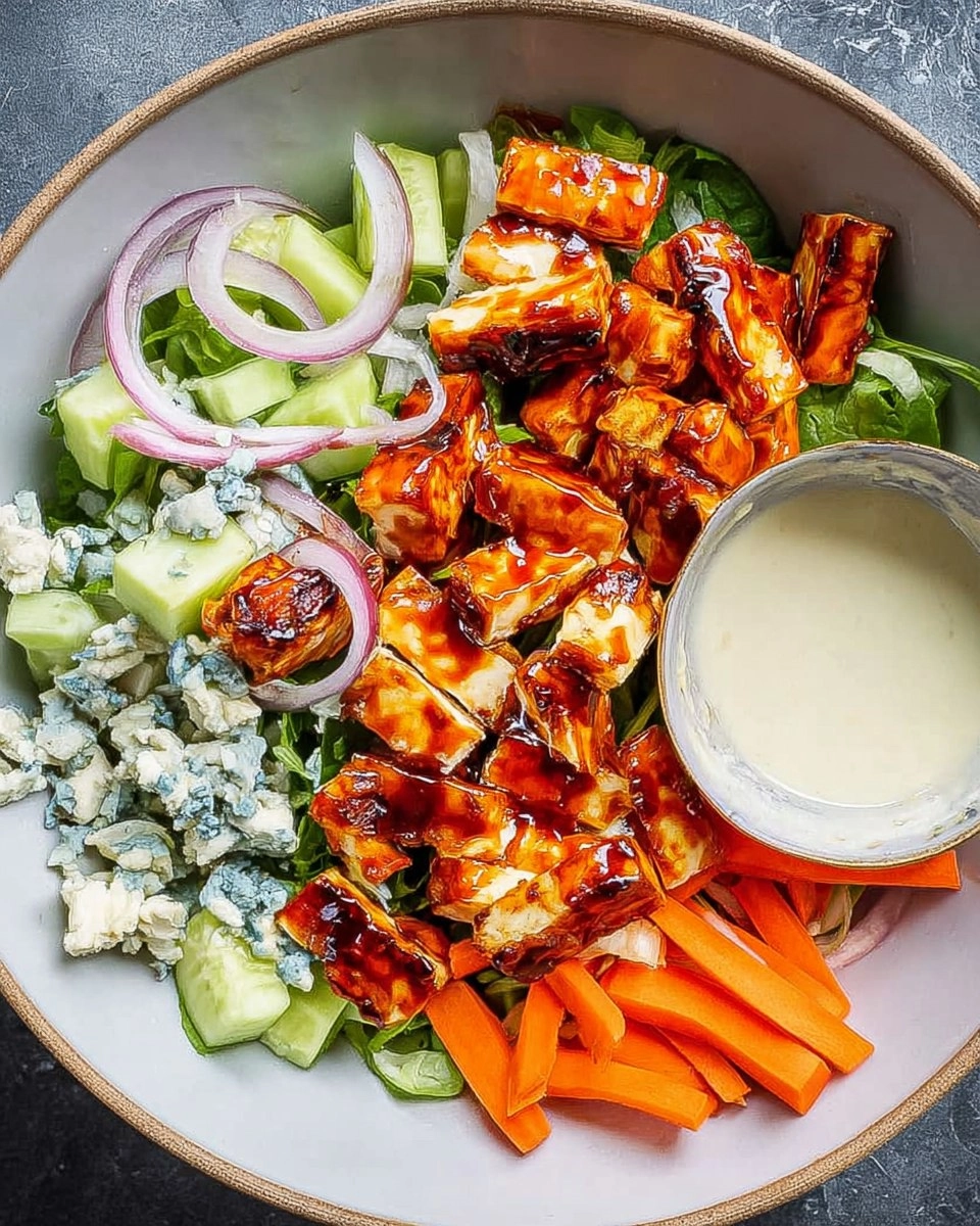 Crispy Buffalo Halloumi Salad