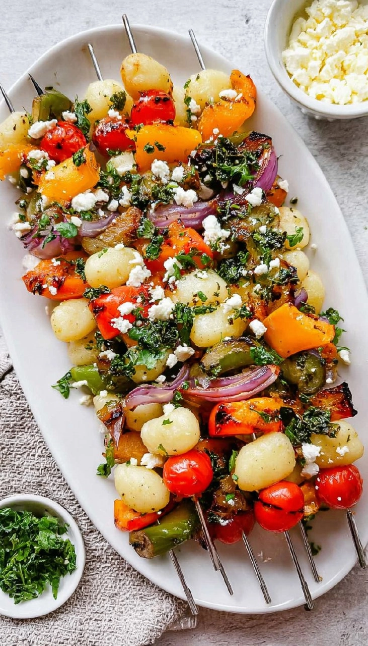 Rainbow Grilled Gnocchi Skewers