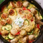 Summer-Squash-Orzo-Skillet-with-Chicken-Meatballs-Recipe