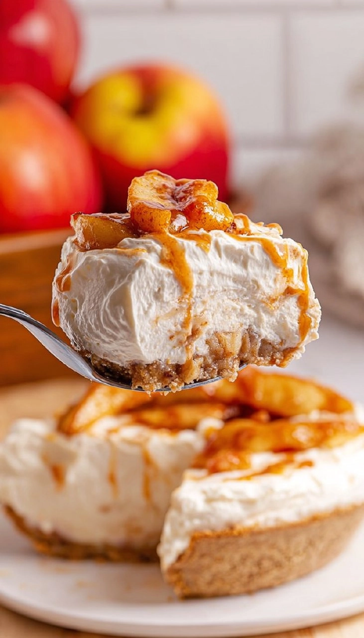 Creamy No Bake Apple Cheesecake Pie
