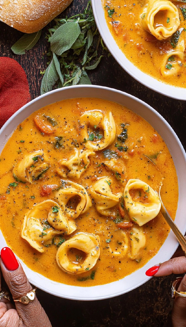 Creamy Tuscan Tortellini Soup [Easy + Comforting]