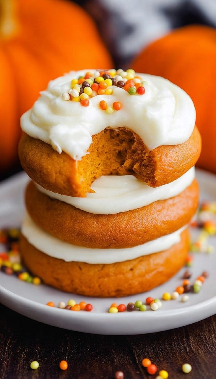 Pumpkin Cookies with Cream Cheese Frosting